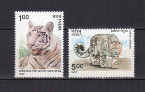 Inde 1987 tigre blanc et léopard des neiges 2 timbres MNH /TE4878 - Picture 1 of 1