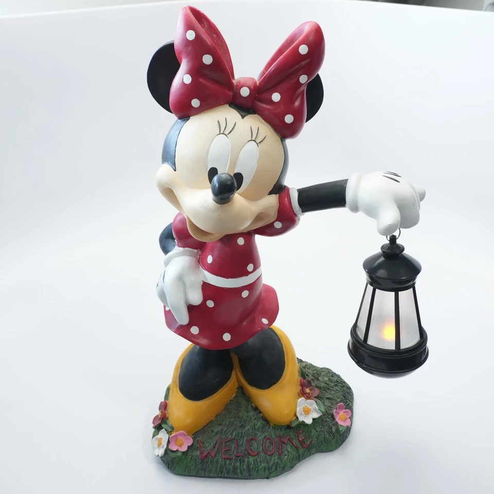 GRAN Estatua de Bienvenida Disney Minnie Mouse 17" con Linterna LED Decoración de Jardín Foto 1 de 4