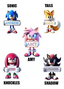 Personalised Sonic, Tails, Knuckles, Shadow, Amy Character Name Sticker Vinyl - Picture 1 of 22