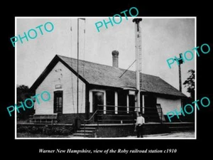 OLD LARGE HISTORIC PHOTO OF WARNER NEW HAMPSHIRE THE ROBY RAILROAD DEPOT c1910 - Picture 1 of 1