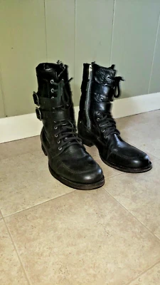 Men's Black Walker and Whyte NYC combat boots Lace-Up Side Zip Size 44 Mexico - Image 1 of 4