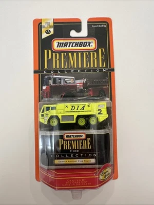 Matchbox Premiere Fire Collection Denver Airport Fire Truck Neon Yellow New - Image 1 of 4