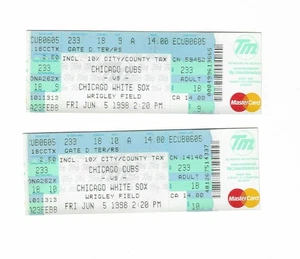 Chicago Cubs vs Chicago White Sox Unused Baseball Tickets from 6/5/1998 - Picture 1 of 2