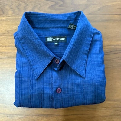 Montique Shirt Mens 3XL Dark Blue Classic ButtonDown Long Sleeve Collared - Image 1 of 3