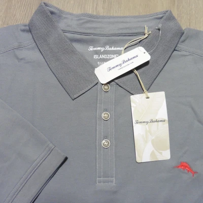 TOMMY BAHAMA Mens BIG & TALL EMFIELDER 2.0 POLO SHIRT SLATE GREY SUPIMA COTTON - Image 1 of 4