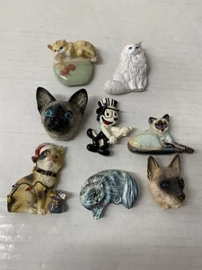 (x8)-VTG Cat Kitten Fridge Magnets 3D Felix Siamese Long Haired Christmas Lot - Picture 1 of 10