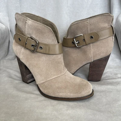 Jessica Simpson Keri Ankle Boots Size 9/39 Gray Suede 3.75” Heels Buckle Luxury - Image 1 of 4
