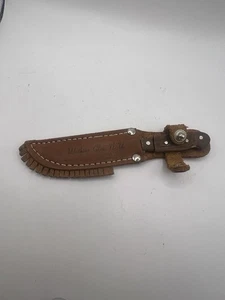 Vintage 5” Rustic Fixed Blade Belt Knife Leather Sheath Watkins NY - Picture 1 of 3