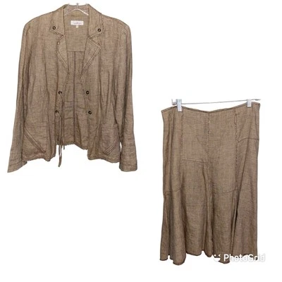 Traje Estarie Mujer Talla Mediana 38 Eu Falda Lino Blazer Chaqueta Conjunto Tostado Artístico Foto 1 de 4