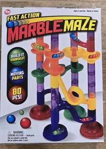 80 Piece Marble Run Maze STEM Construction Set Building Toy - Picture 1 of 2