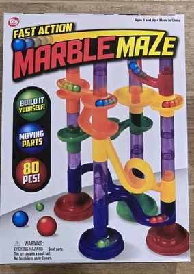 80 Piece Marble Run Maze STEM Construction Set Building Toy - Image 1 of 2