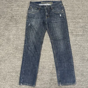 Vintage Abercrombie Fitch Jeans Men 32X32 Dark Wash Distressed Straight Leg Y2K - Picture 1 of 14