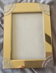 VINTAGE GOLD AND SILVER COLORED ART DECO 6 x 5 INCH PHOTO FRAME - Picture 1 of 4