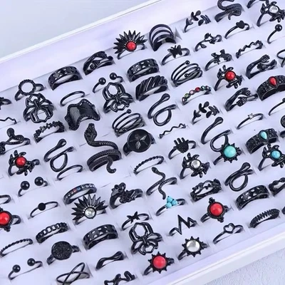 Lote de 20 anillos a granel para hombres y mujeres gótico grunge moda anillo al por mayor Foto 1 de 4