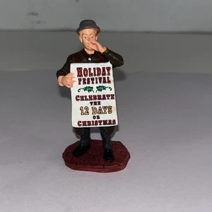 Lemax Christmas Village Figure Holiday Festival Sandwich Board Man - Picture 1 of 1