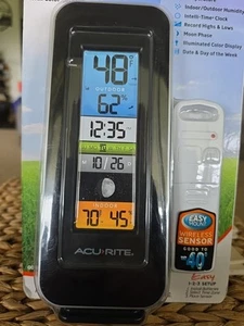 AcuRite 00554SBL Digital Wireless Indoor Outdoor Black Thermometer - Picture 1 of 7