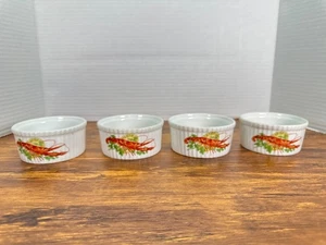 Set of 4 Porcelain Charmant De France Souffle/Butter Ramekin 3.5" x 1.75" Lobste - Picture 1 of 9
