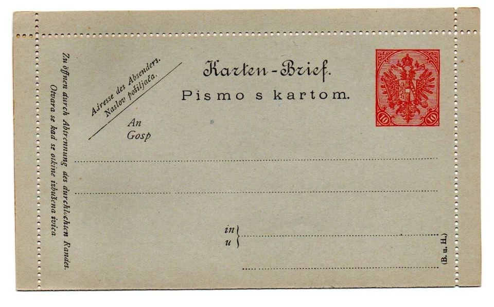 Carta de tarjeta Bosnia-Herzegovina K8 nueva fina DENCIÓN DE PEINE 1905 cat.15,00 € - Imagen 1 de 1