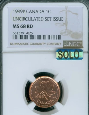 1999 P TEST CANADA CENT NGC MS68 RD PQ MAC SOLO FINEST GRADED & SPOTLESS . - Image 1 of 4