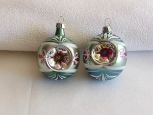 Vintage Weihnachtseinzug länglich Merkur Glas bemalt Ornament Floral Polen? 2,25" - Bild 1 von 10