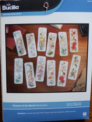 Bucilla Cross Stitch Kit "Flowers of the Month Bookmarks" ~ Opened - Image 1 of 4