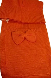 Neu mit Etikett orangefarbener Tüllschal Halstuch 8 Zoll x 70 Zoll + Mütze Einheitsgröße Damen Winterkleidung weich 245 - Bild 1 von 3