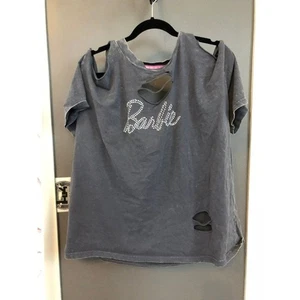 Torrid size 3 grey Barbie short sleeve shirt with slashing destressed - Picture 1 of 4