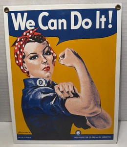 Rosie the Riveter We Can Do It Porcelain Enamel Metal Sign Ande Rooney 7.5 x 9.5 - Picture 1 of 5