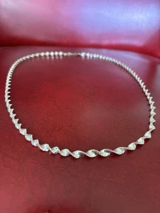 COLLAR CADENA ESPIRAL VINTAGE AÑOS 70 NAPIER tono plata 30" largo retorcido brillante - Imagen 1 de 8