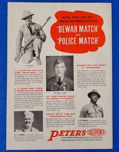 1938 PETERS / DUPONT CARTRIDGE DIVISION AMMO "DEWAR & POLICE MATCH" PRINT AD - Picture 1 of 1