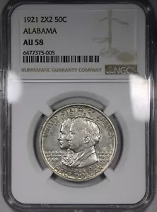 1921 2x2 Alabama Commemorative Half Dollar NGC AU58 Better Date 50C - Picture 1 of 2