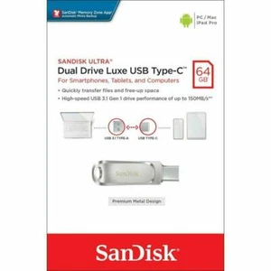 SanDisk 64GB Ultra Dual Drive Luxe USB Type-C Flash Drive SDDDC4-064G-G46 - Picture 1 of 4