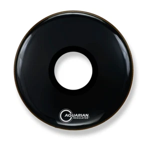 Aquarian 22'' Regulator w/ Center 7'' Hole Black Bass Drumhead - Picture 1 of 2