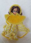 Vintage Hand Made Doll W/ Plastic Head Faux Hair Crocheted & Yarn Art Clothing