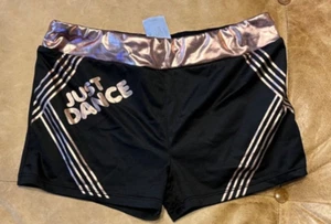 Girls dance shortie shorts gold black just dance youth large Bioworld - Picture 1 of 3