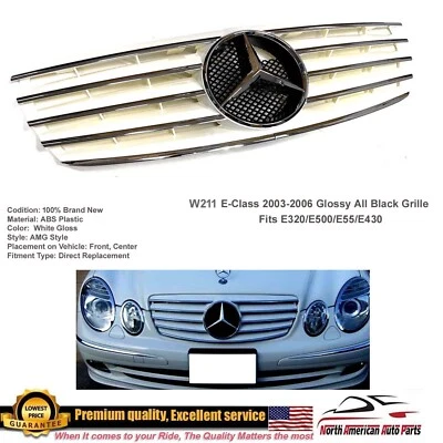 E55 E63 Grille E-Class White Star Style E320 E500 2003 2004 2005 2006 Chrome - Image 1 of 4