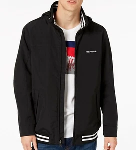 HOMBRE TOMMY HILFIGER REGATTA YACHT JACKET WINDBREAKER STRIPED BLACK S SMALL - Imagen 1 de 8
