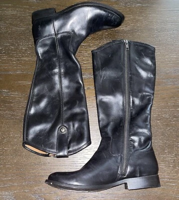 WORN ONCE / Frye Melissa Tall Riding Boot Women's US 6 B Black Leather 3470412 - Image 1 of 4