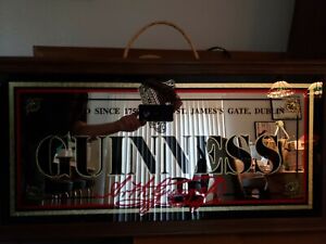 Guinness Beer Mirror 30"x15" Mancave Bar Wood Framed Sign official Guinness & co