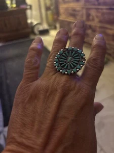 Vintage NAVAJO Sterling Silver TURQUOISE Fine Needlepoint Cuff BRACELET - Picture 1 of 1