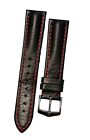 Hirsch LUCCA Tuscan Leather Watch Strap in black / red 20 mm