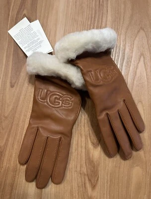 女士 UGG 经典皮革标志手套小号 — 第 1/4 张图片