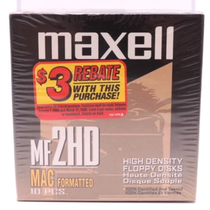 Disquetes de alta densidad Maxell MF 2HD formateados MAC 10pk NUEVO doble cara 3,5" - Imagen 1 de 7