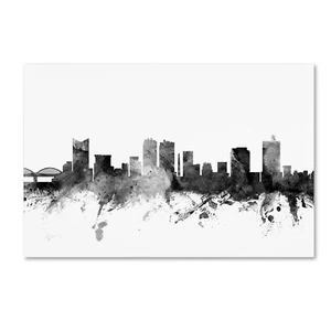 Fort Worth Texas Skyline B&W by Michael Tompsett, 22x32-Inch Canvas Wall Art - Picture 1 of 4