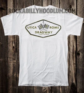 Retro Hot Rod Tee T Shirt Drag Race Speed Shop Utica Rome NY Dragway Winner - Picture 1 of 7