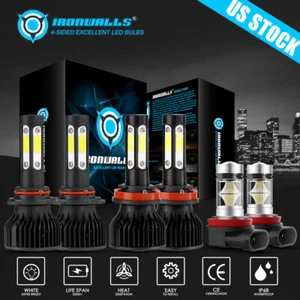 4-sides 9005 H11 H11 LED Headlights High Low Beam Fog Light Super Bright White - Foto 1 di 17