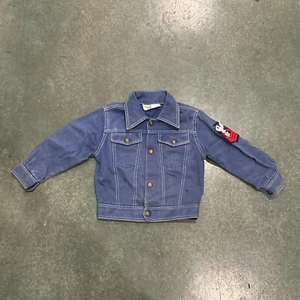 Giacca vintage anni 70 bambino denim chore blu con bottoni e colletto - Foto 1 di 16