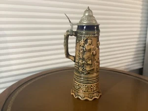 Vintage 12" German Beer Stein Music Box with Pewter Lid; Swiss Musical Movement - Picture 1 of 7