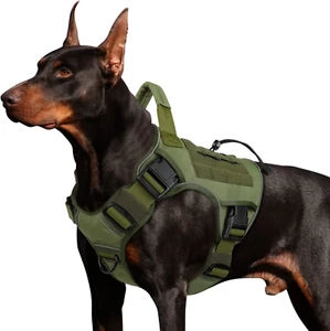 Green Harness with Handle Tactical Dog Harness No Pull Adjustable Reflective - Picture 1 of 7