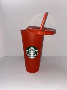 Starbucks Red Reusable Cup hard Plastic Red Lid - Picture 1 of 12
